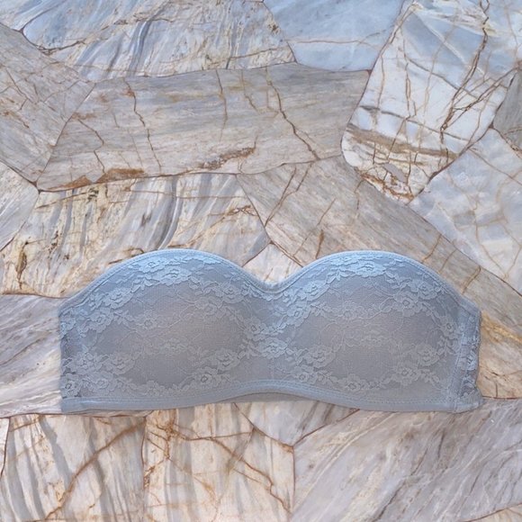 Victoria Secret Pink Very Sexy XS Grey Bra Top Strapless Bralette Lace Mesh - Picture 5 of 8